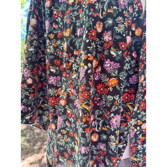 Vintage Preloved Vera Bradley Robe (no belt) Black with Flower Print L/XL Cotton - Picture 5 of 6